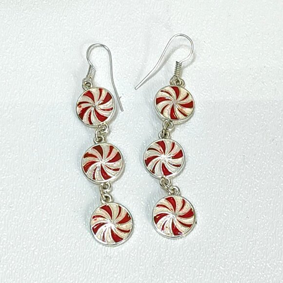 Holiday Earrings & A Santa Claus Pendant Set Red & Green Vintage Jingle Bells - Picture 6 of 13